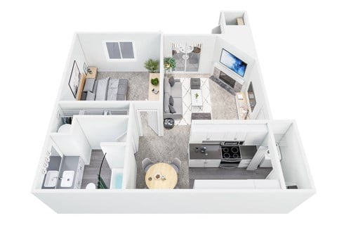 Floor plan for 1 bed, 1 bath, 669 sqft